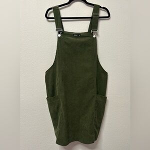 SHEIN Olive Green Corduroy Pinafore Dress
